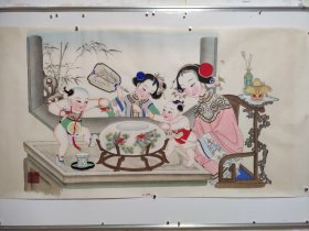 杨柳青木版年画仕女娃娃2