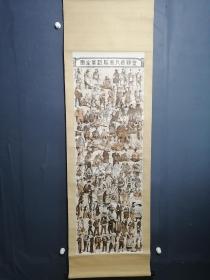 日本明治时期印刷品立轴 皇朝武人风俗沿革全图 日本武士风俗图
