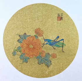 482. 知名自由工笔画家宋涛工笔精品《花卉翠虫》。