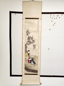 ,著名画家 荣宝斋编辑，李伯实代表作品《婴戏图》。