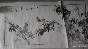 陕西著名画家宁明智早期作品一副（清风摇影），大尺幅，品相如图实拍，装框后精美。