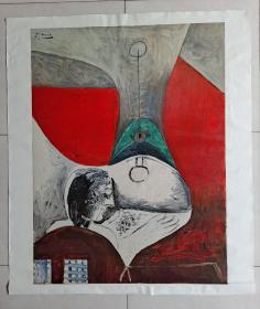 巴勃罗·毕加索1962年作抽象油画作品“灯下的女人”(原始图像喷绘)