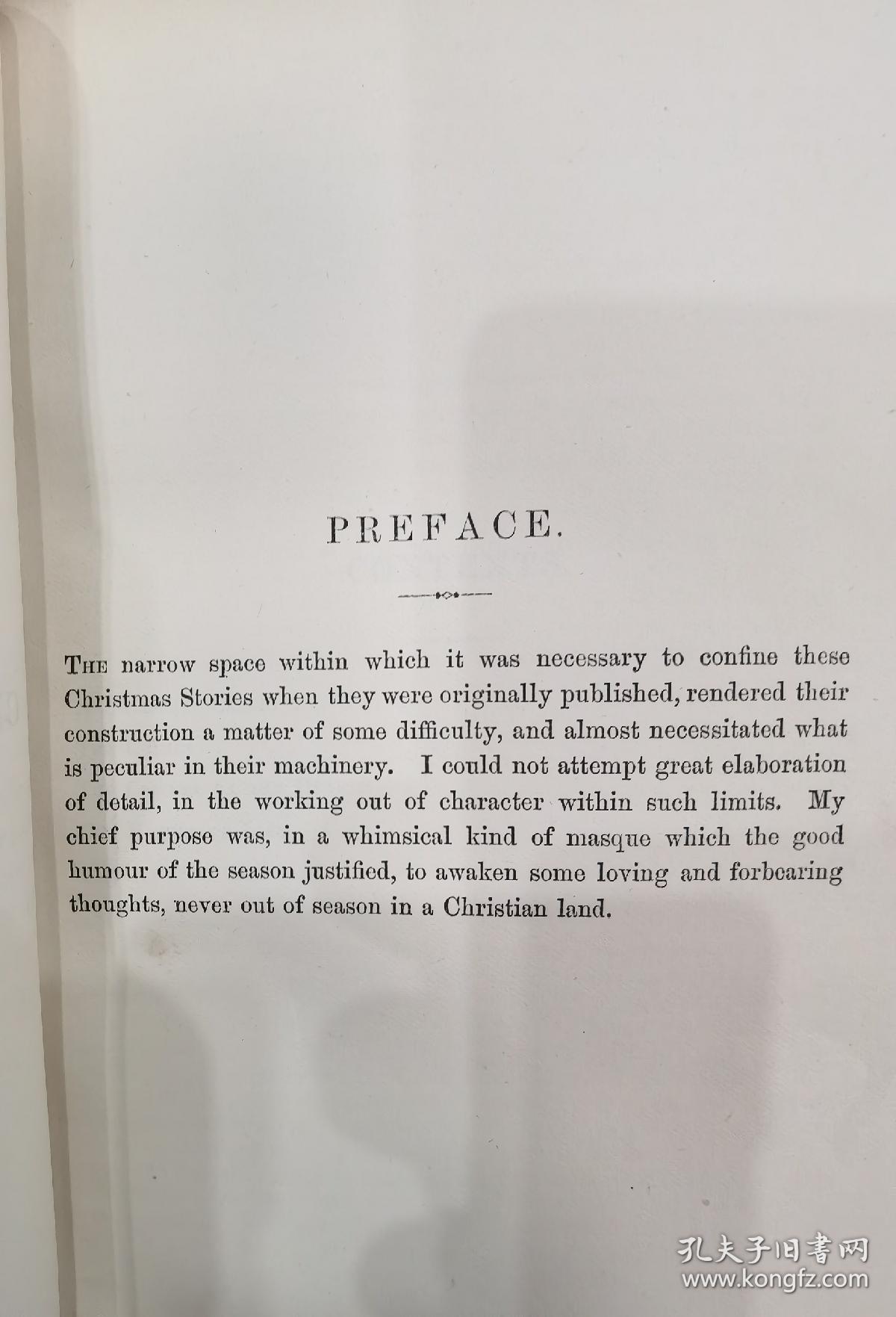 1891年CHARLES DICKENS ：Christmas Books / Hard Time_ 狄更斯《圣诞故事集》《艰难时世》两卷合一册，3/4真皮古董书， 精美版画插图，英文原版
