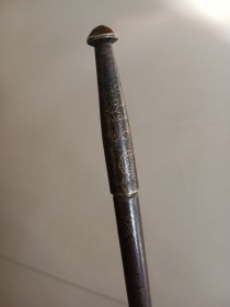 老铜烟袋杆 带龙纹图案 伸缩杆 长21.2伸长41.2 完整