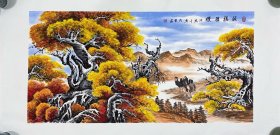 胡杨树，骆驼，胡杨礼赞，胡杨挂在家里宝地生金之意，很有意境，色彩构图非常漂亮，写意画法，皴法点染，纯手绘，假一赔万，终身保真，带老师合影，山东省美协会员尹成云老师的原创大作，实际画的比照片拍出来要漂亮的多，笔法苍劲有力，浓淡干湿焦，行云流水。尺寸1.4米×70公分，四尺整张的，家里客厅，沙发背景墙，书房，茶室，办公室，大厅都可悬挂，闭眼入，真的非常好看。
