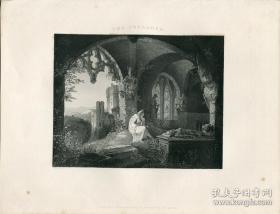 1852年钢版画《十字军老兵》27×20.5厘米