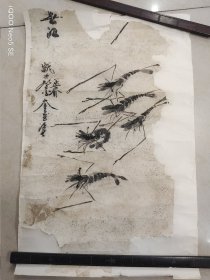 《虾趣图》一幅，标准师从齐白石五节虾画法，画面简洁利落，古朴大方值得收藏和拥有！