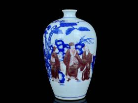 《精品放漏》康熙青花釉里红梅瓶——清代瓷器收藏