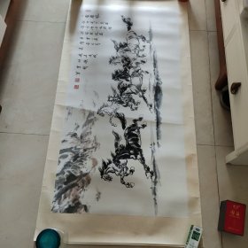 160*80 宇刚国画作品 八骏雄风