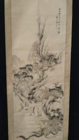 清末日本南画大家福田半香画秋山高士图 纸本淡彩立轴  130*46