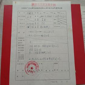 70年代，中国共产主义青年团商河县第七次代表大会代表登记表2（11-2）（生日票据，手写资料，历史资料，档案材料）