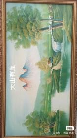 油画油画，手绘迷你山水油画，尺寸高70长132公分带框尺寸，外地不发框，旧藏有使用悬挂痕迹