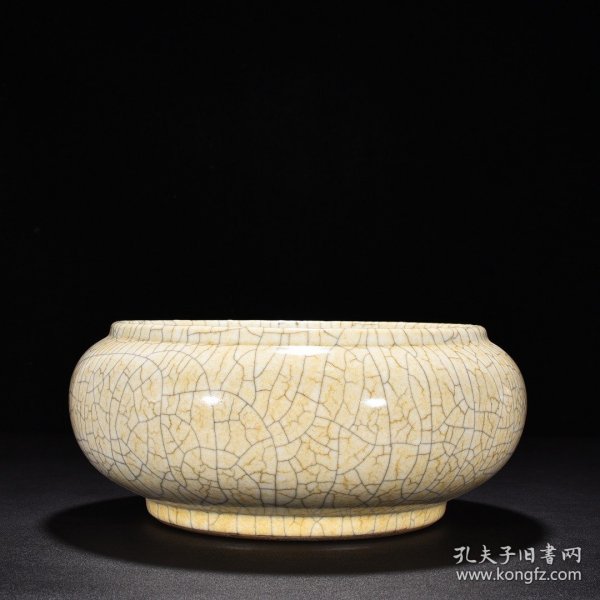 清乾隆哥窑米黄釉圆洗 高12厘米 宽28厘米