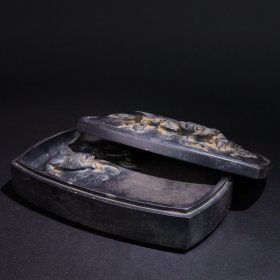 旧藏端石盖砚：龙龟献宝 款：任昉