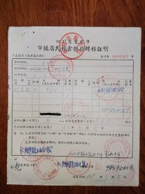 上山下乡知青，粮票粮据，1969年重庆市知青上山下乡万县粮食供应转移证，20元