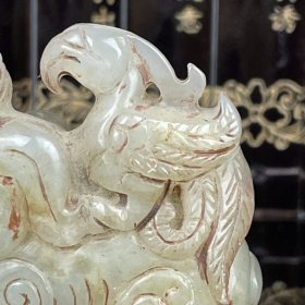 旧藏和田玉手把件，通体满工手工雕刻