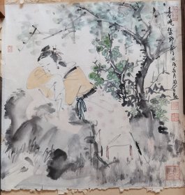 周晋 人物 47×45×2托片 周晋，1970年出生于浙江乐清， 1997年毕业于中国美术学院中国画系研究生班，师从刘国辉教授并留校任教，2003年考取中国美术学院中国画创作与理论，获博士学位，师从刘健教授。现为中国美术学