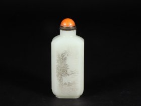 旧藏精品回流 和田玉籽料高仕访友诗文鼻烟壶