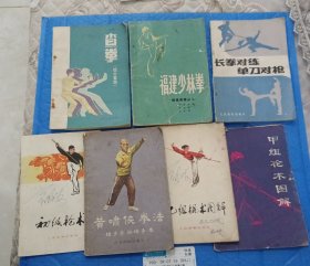 黄啸侠拳法、 长拳对练单刀对枪、福建少林拳、查拳、甲组枪术图解、乙组棍术图解、初级枪术、黄啸侠拳法7册合售