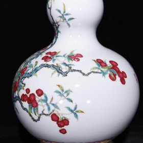 清乾隆粉彩荔枝纹葫芦瓶尺寸30.5*21厘米