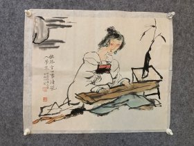 太康，仕女抚琴图，