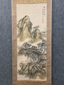 古筆山水图【山本石莊】 (1872-1944年），日本畫家，山本梅莊長子， 名謙，字自牧，通稱一藏，別號石叟，石容，愛知縣人。自幼從父學畫，遊歷諸國，擅山水畫。作品多次在美展中獲獎，曾將自己的千餘幅面作捐給學校和貧民。