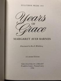 1931年普利策奖

Years Of Grace by Margaret A Barnes Franklin Library 1976 Limited Edition
《优雅年代》富兰克林出版社真皮精品，限量收藏版。