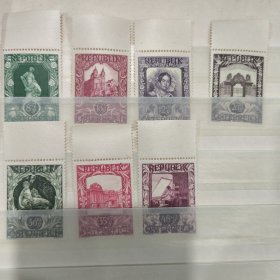 E202奥地利邮票1947年：艺术展览 新 7枚（缺3枚成套）