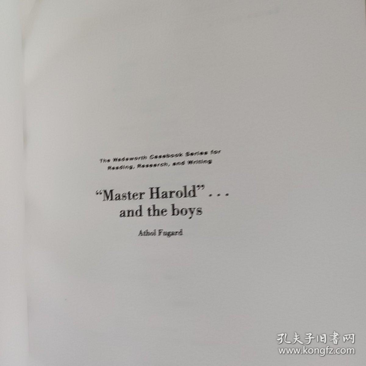 Master Harold And The Boys    by   Athol Fugard