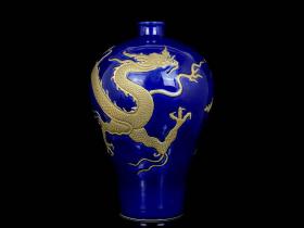 《精品放漏》乾隆宝石蓝梅瓶——清代瓷器收藏