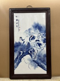珠山八友＂王步＂松鹤延年 瓷板画