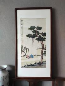 艺术微喷丰子恺 松荫高士图 镜框49x94厘米茶室书房挂画(实物拍 顺丰发）