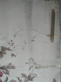 陈金福 1981年设计 床单被单原稿(白牡丹)二幅一套