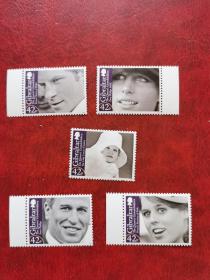 英属国直布罗陀2009年英女王伊丽莎白二世的孙辈邮票5枚合售