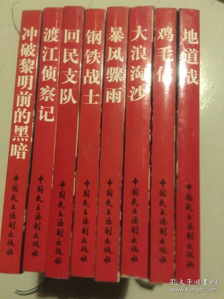 爱国主义教育电影系列连环画丛书:《地道战》《钢铁战士》《回民支队》《渡江侦察记》《冲破黎明前的黑暗》巜暴风骤雨》巜鸡毛信》《大浪淘沙》（8册合售》