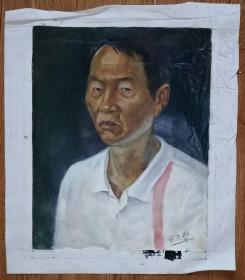 手绘布面油画：闭万乾（人物 50x40）