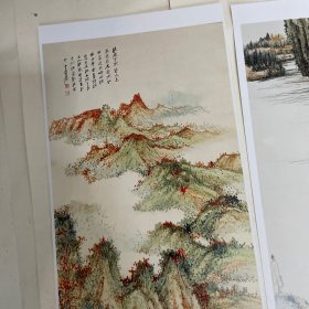 2001年中华全国集邮展览.南京邮资明信片张大千国画作品精选，品好自然旧，原函套，五张全