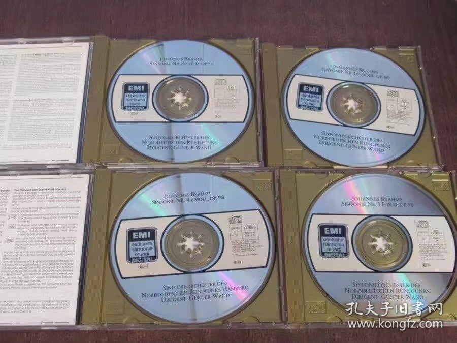 勃拉姆斯 4首交响曲全集 旺德指挥 4CD 英版 原装金托 早期无ifpi老版本  非全新cd