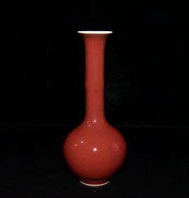 清代瓷器精品老货收藏 清代霁红釉赏瓶一对
