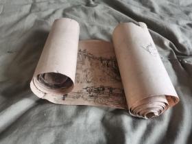 铅笔速写（局部彩色）单张纸拼接成长卷（画家何耀先早期作品）