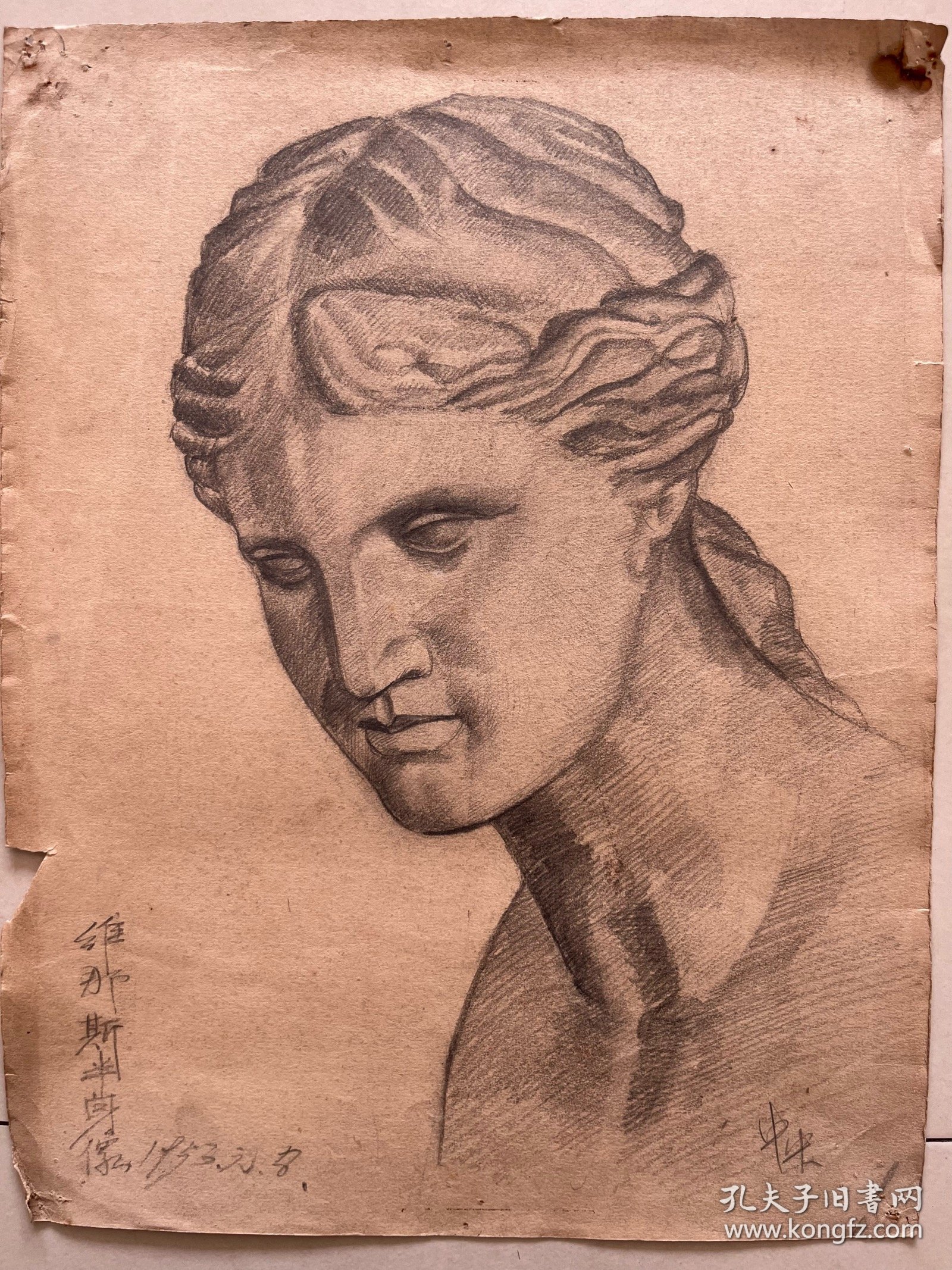 五十年代 1953 老画 素描维纳斯