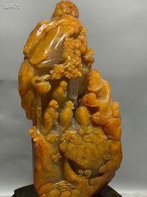 珍品旧藏．精品寿山石田黄石摆件。【悟道】摆件 原石雕刻 石质温润细腻