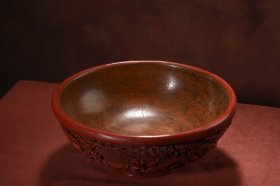剔红漆器龙纹碗 直径20cm 高8cm 重610克