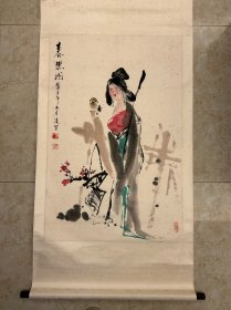 湖南名画家罗凌芳《春思图》104X68CM,保真便宜出