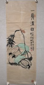 同一来源：黄宾虹入室弟子，已故书画家许南湖 草虫软片 98*35cm