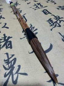 上海周虎臣 牛耳毛大提笔 2000年之前制笔 85*20mm劲锋 老湘妃竹笔杆