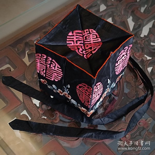 清末“延年益寿”手工绣缎面寿星帽
