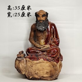 石湾窑达摩，釉色漂亮，皮克老辣，包浆醇厚，保存完好，值得珍藏