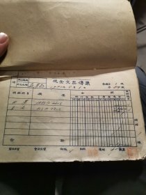 1954年8月 现金支出传票 一本 大小约210张 蔬菜类 粮食类 油肉类 零星物品 煤柴类 职工欠款 行政组 额外收入 额外利润 米票预收 米票收入 等