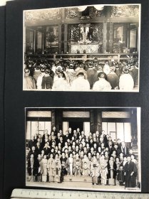 民国抗战时期中日战争中战死的鬼子慰灵祭、和服美女原版老照片2张